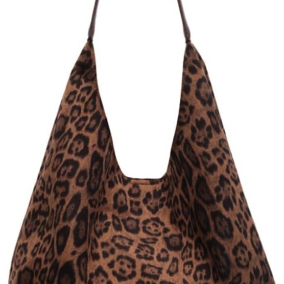 Leopard Print Tote Bag Polyester Large Capacity Stylish Women Shopper - Picture 2 of 8